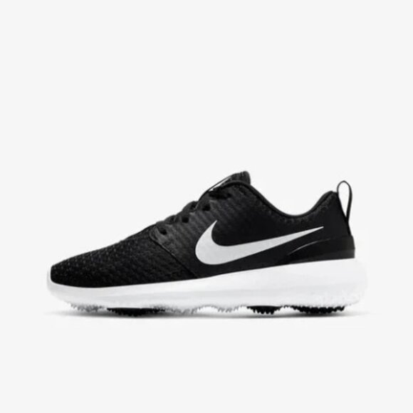 Kids Black and white Nike Roche G Jr golf shoe -Kids Sz 2 - Picture 6 of 8